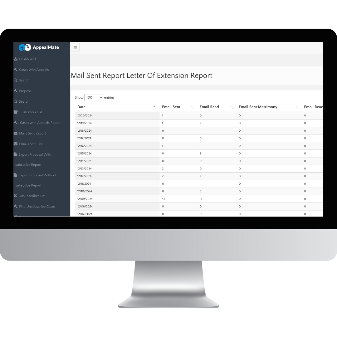 appellate-processor Mail Sent Report
