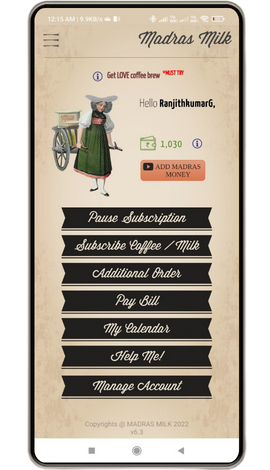 madras-milk Mobile App